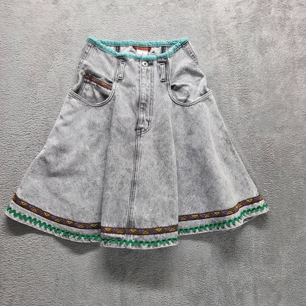 Vintage Bonjour Skirt Womens 9/10‎ Black Acid Wash High Waisted Aztec Western